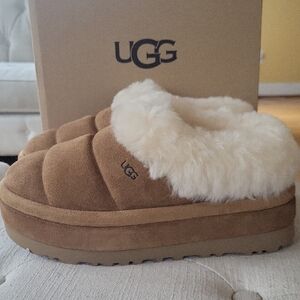 UGG Tazzlita Tan Suede Shearling Slippers
